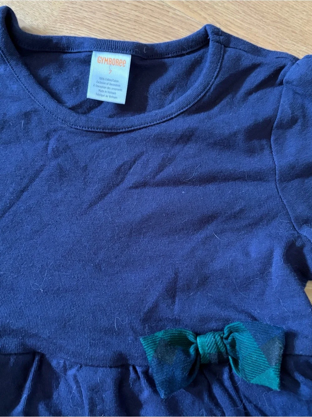 Gymboree navy blue long sleeve peplum top with cute bow detail Sz 7